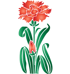 Red Carnation - schablon för dekoration