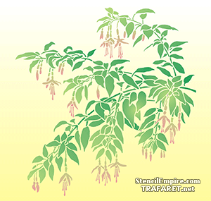 Fuchsia med blad och blommor (Stenciler olika motiv blommor)
