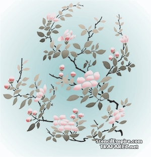 Blommande magnolia - schablon för dekoration