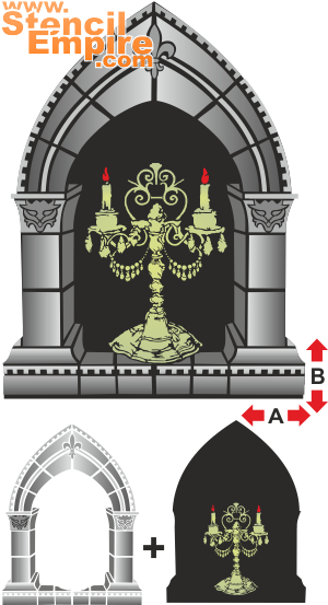 Gothic kandelaber - schablon för dekoration