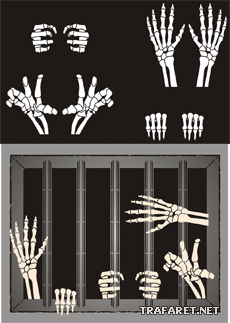 Händer Skeleton - schablon för dekoration