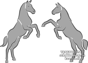 Två hästar 1c - schablon för dekoration