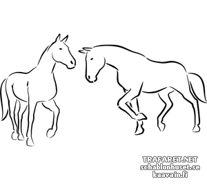 Två hästar 4a - schablon för dekoration