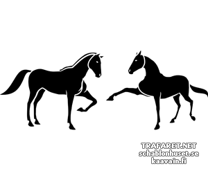 Två hästar 5b - schablon för dekoration