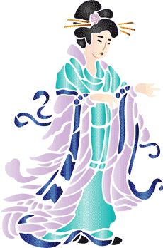 Geisha - schablon för dekoration