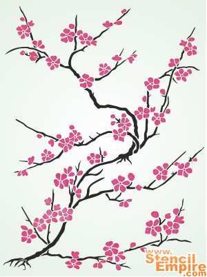 Sakura i Japan - schablon för dekoration