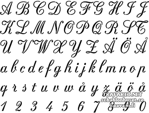 Calligraphystilsort typsnitt - schablon för dekoration