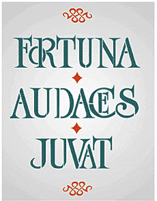 Latin 8 - Fortuna audaces juvat - schablon för dekoration