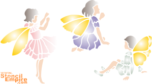 Fairies 2. Set om  4 st. (Grossist av stenciler till barnrummet)