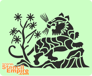 Kinesiska lejon - schablon för dekoration