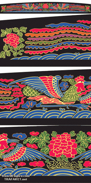 Kinesiska fenixer - schablon för dekoration