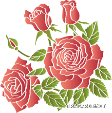 Scarlet Rose 1 - schablon för dekoration