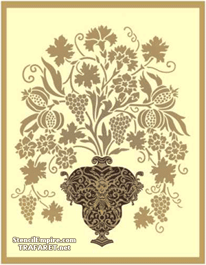 Vas i grotesk stil med vindruvor - schablon för dekoration
