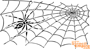 En mager spindel på ett nät - schablon för dekoration