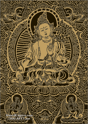 Stor Buddha på lotus (Schabloner i indisk stil)