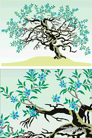 Blommande trädet - schablon för dekoration