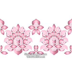 Bård med blommande lotus - schablon för dekoration