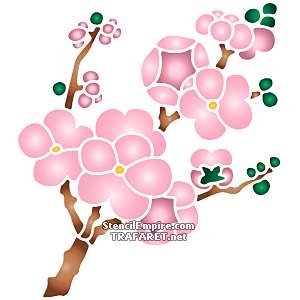 Körsbärsblommor på en gren A - schablon för dekoration