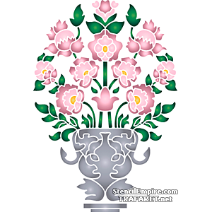 Urna med blommor - schablon för dekoration