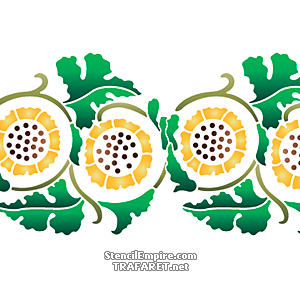 Bård med gula krysantemum - schablon för dekoration