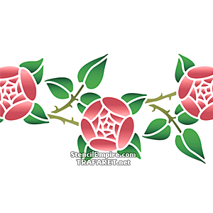 Grenar av rosor i en primitiv stil B - schablon för dekoration