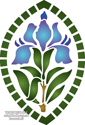 Iris i oval - schablon för dekoration