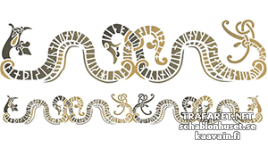Ihoptvinnade rune ormar - schablon för dekoration