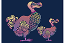 Två dodo fåglar - ritmallar schabloner djur