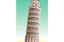 Lutande tornet i Pisa - schabloner på världsberömda arkitekturteman