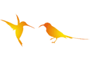 Två kolibrier - schablonmålning - siluetter