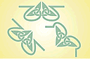 Ett set med två trefoils - schabloner i keltisk stil