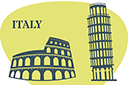 Italien - sevärdheter från världen - schabloner på världsberömda arkitekturteman