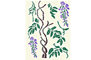 Växande wisteria - schabloner på trädgårdstema