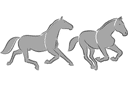 Två hästar 2c - ritmallar schabloner djur