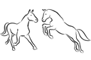 Två hästar 3a - ritmallar schabloner djur