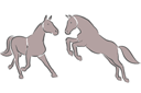 Två hästar 3c - ritmallar schabloner djur
