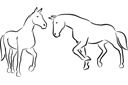 Två hästar 4a - ritmallar schabloner djur