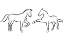 Två hästar 5a - ritmallar schabloner djur