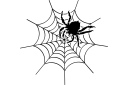 Stor spindel på ett nät - stenciler olika små varelser