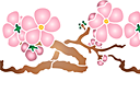 Körsbärsblommor på en gren 08b - stenciler olika motiv blommor