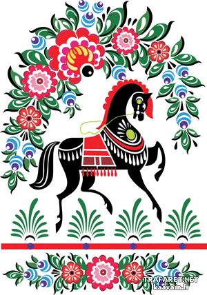 Gorodets häst 1 - schablon för dekoration