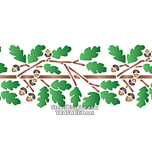 Bård - grenar av ek med ekollon - schablon för dekoration