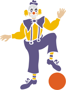 Clown med en boll - schablon för dekoration