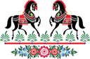 Gorodets hästar 7 - schabloner slaviska mönstren